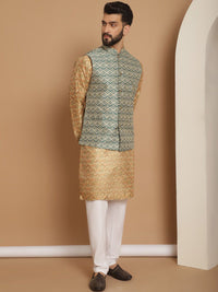 Kurta Biasa Motif Etnik Anouk dengan Jaket Churidar & Nehru