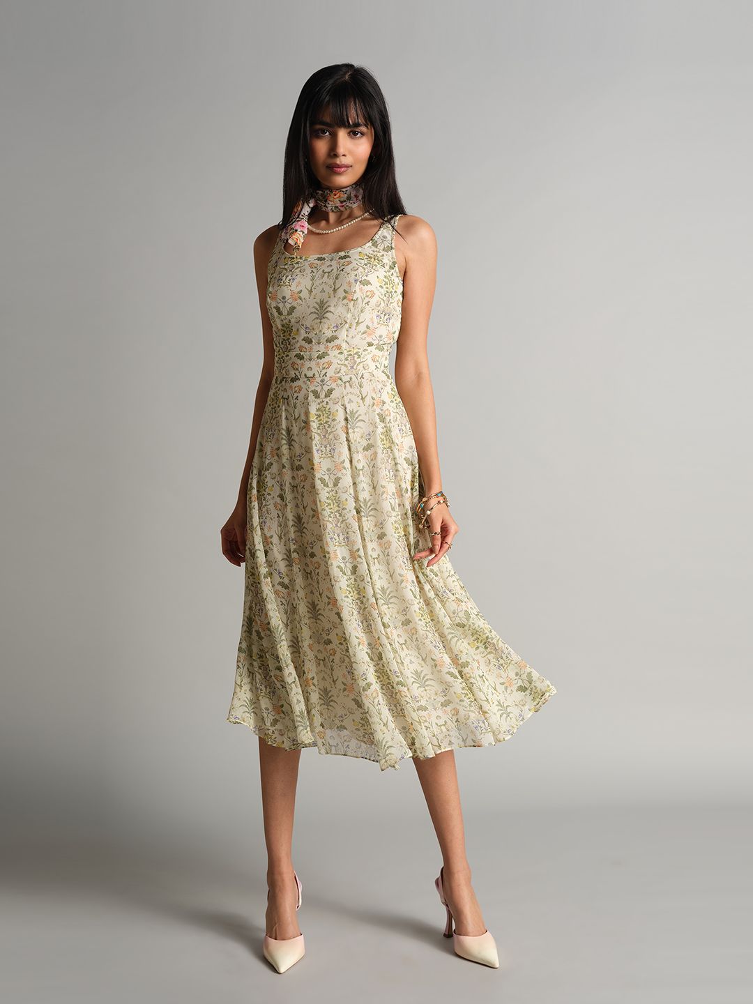 AND Floral Printed Fit & Flare Dress