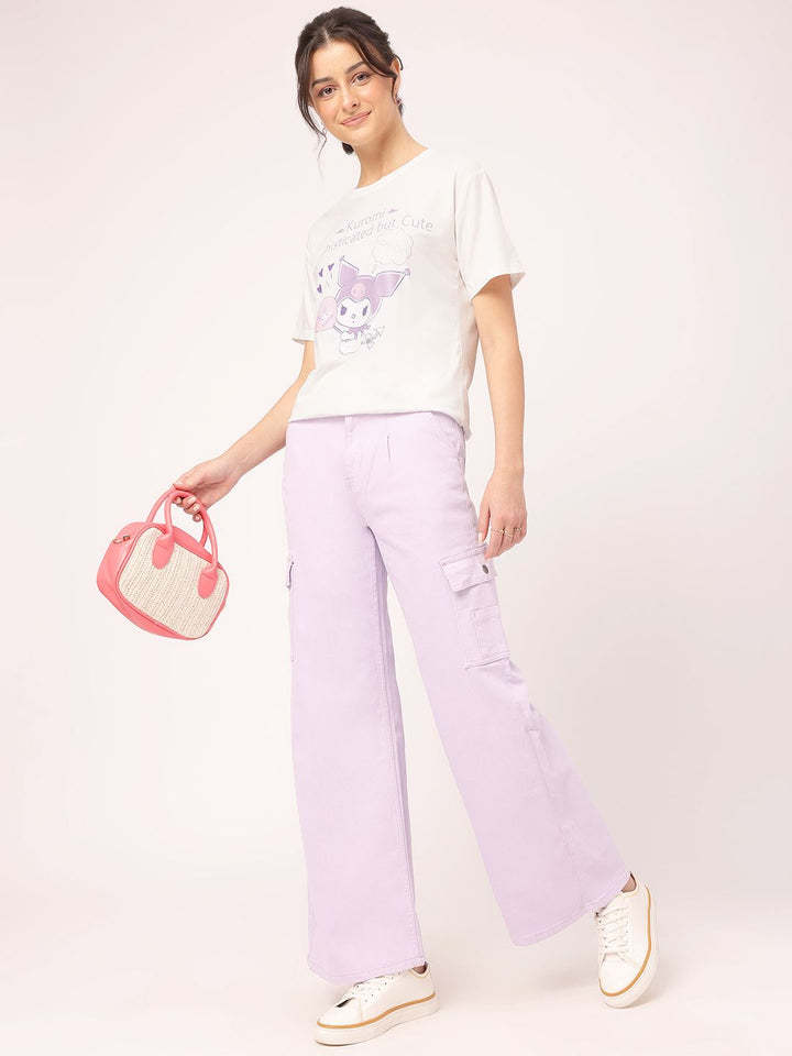 DressBerry Kuromi Kitty Graphic Drop Sleeves Tee