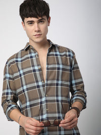 VASTRADO Men Classic Slim Fit Opaque Checked Casual Shirt