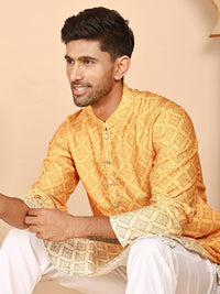 Jompers Floral Printed Chikankari Mandarin Collar Kurta