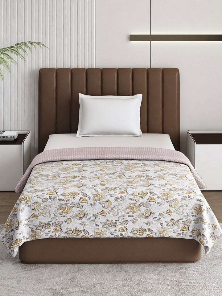 Monte Carlo Brown & White Printed Mild Winter 150 GSM Single Bed Dohar