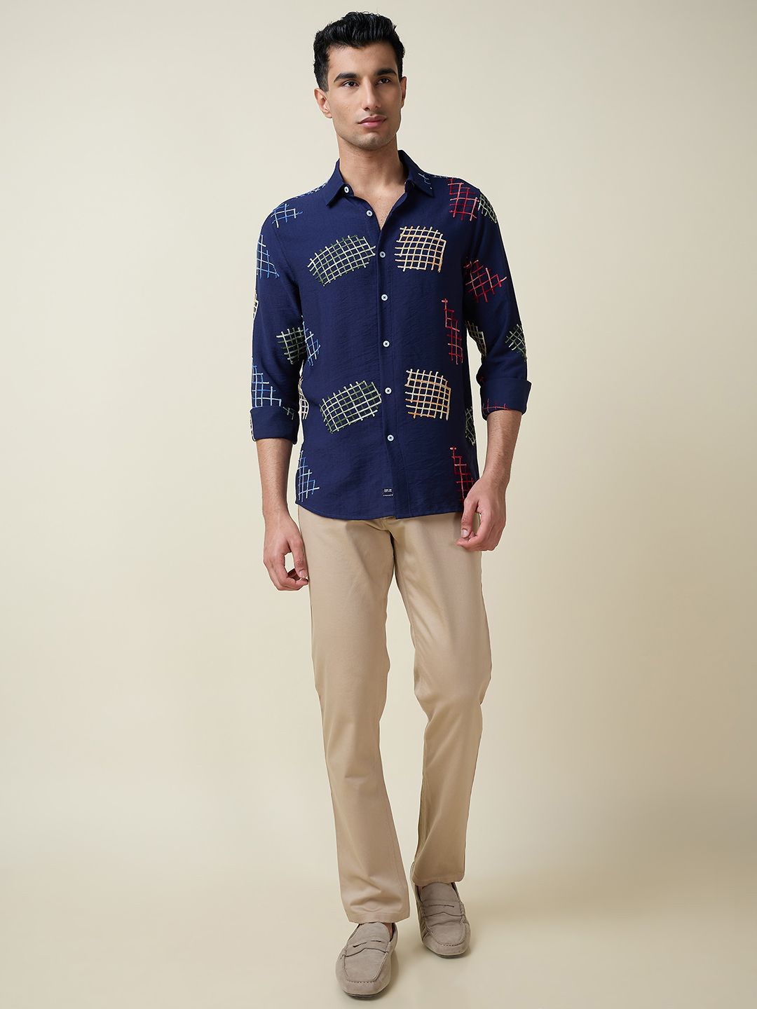 Thomas Scott Men Embroidered Regular Fit Casual Shirt