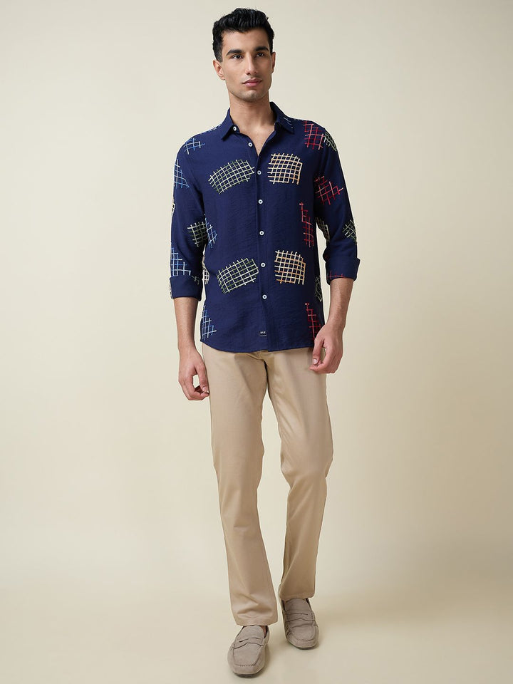 Thomas Scott Men Embroidered Regular Fit Casual Shirt