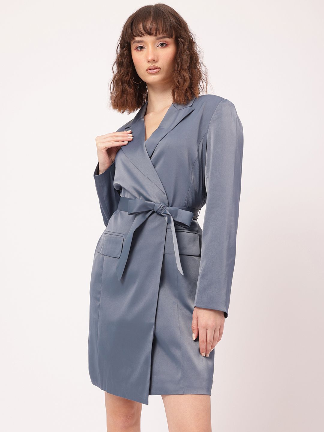 DressBerry Graceful Aesthetic Belted Mini Blazer Dress