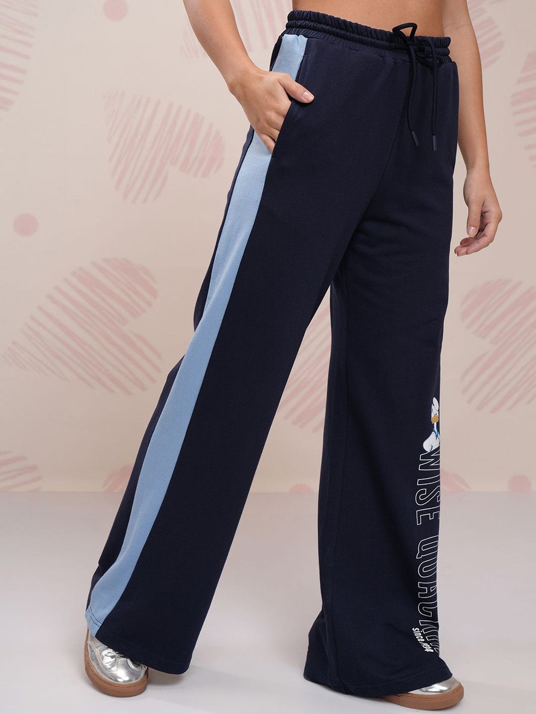 Tokyo Talkies Women Typography Printed Flared Flat Front High Rise Trousers