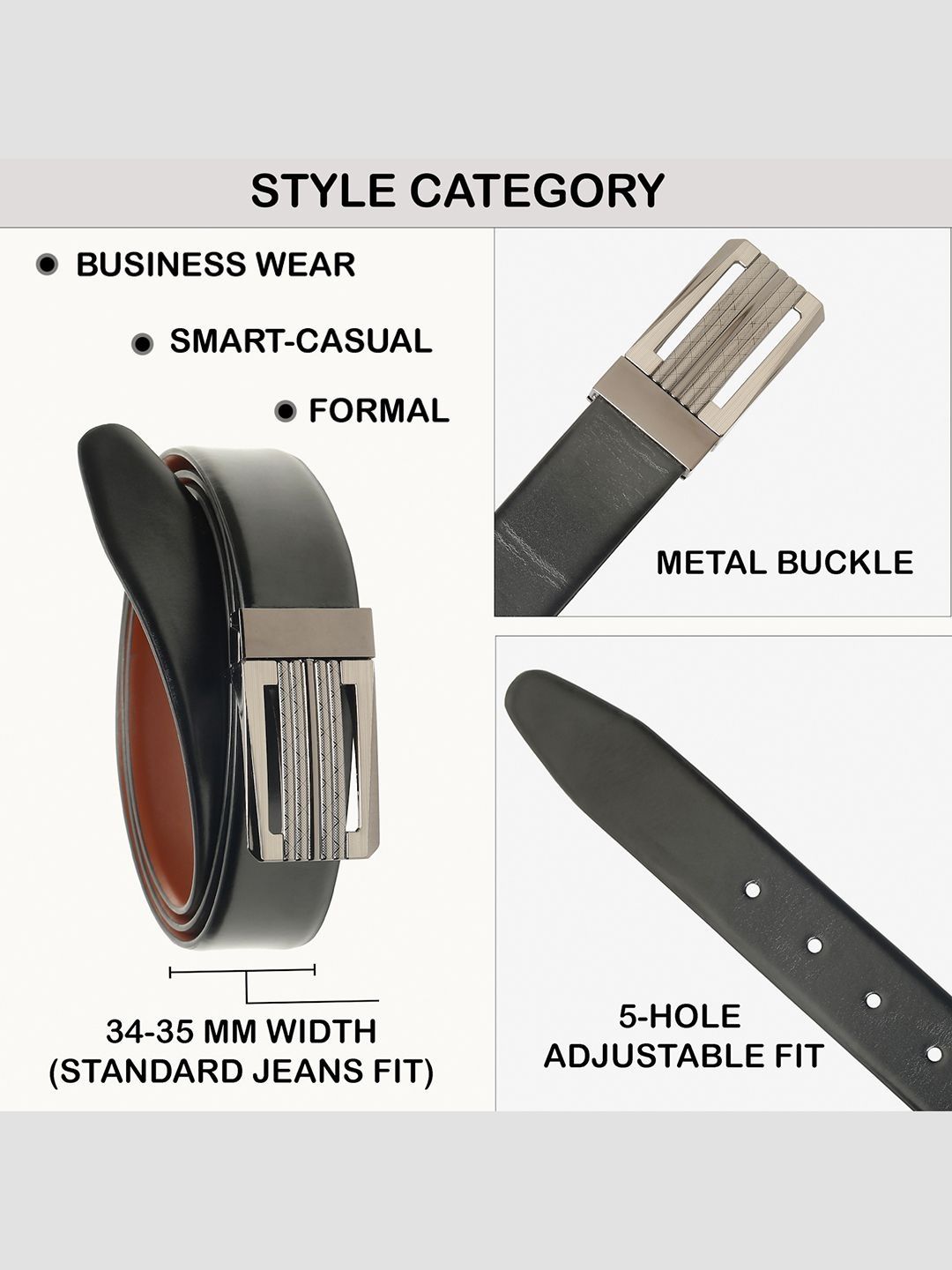 Teakwood Leathers Men Leather Reversible Formal Belt