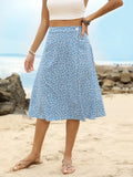DressBerry Floral Print Flared Skirt with Slit