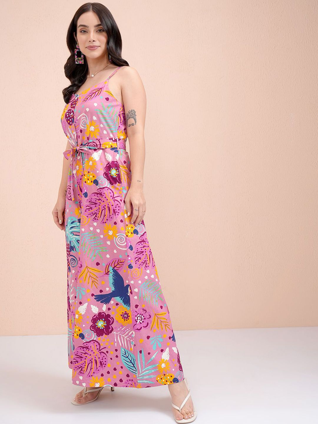 Vishudh Women Printed Basic Sleeveless Jumpsuit