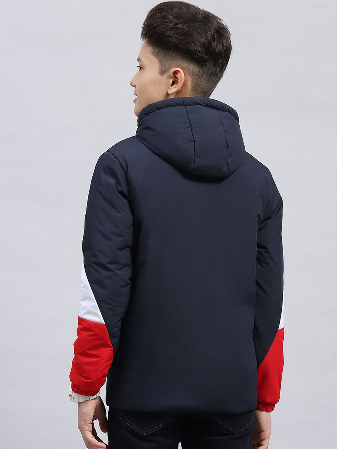Monte Carlo Boys Hooded Typography Printed Casual Sporty Jacket