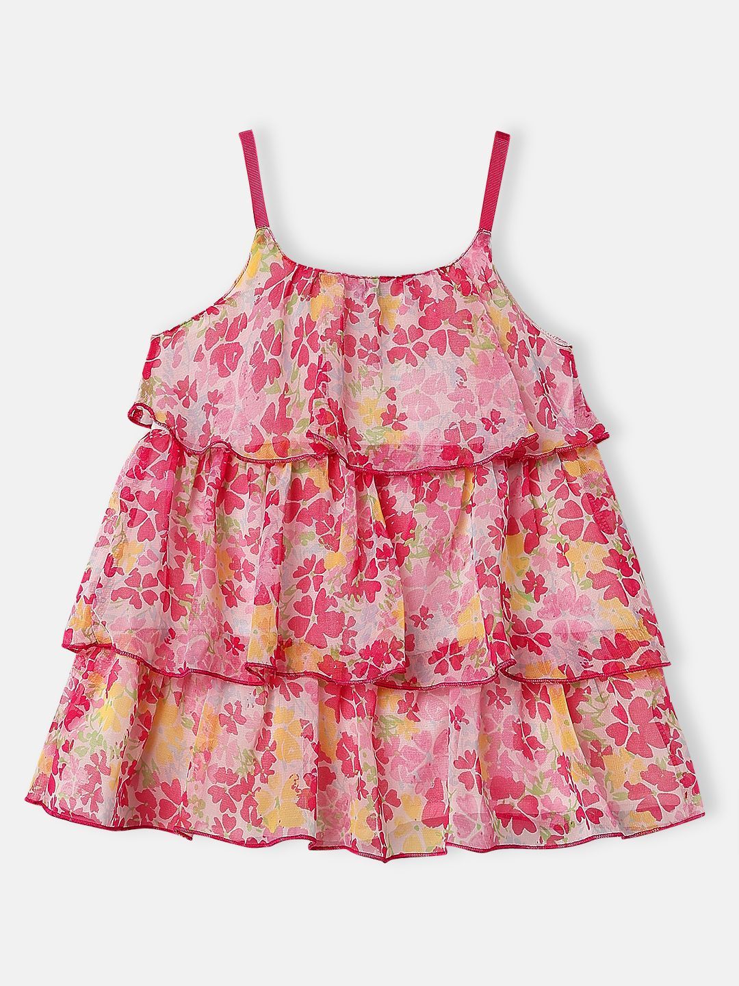 Nauti Nati Girls Sleeveless Floral Printed Knee Length Georgette Dress