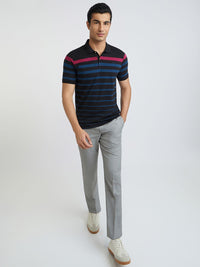 Park Avenue Striped Polo Collar Slim Fit T-shirt