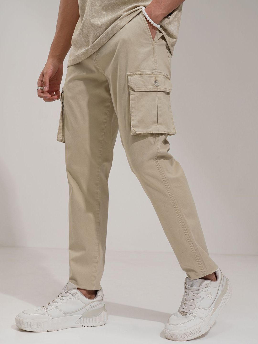 HIGHLANDER Men Comfort Regular Fit Cotton Cargos Trousers