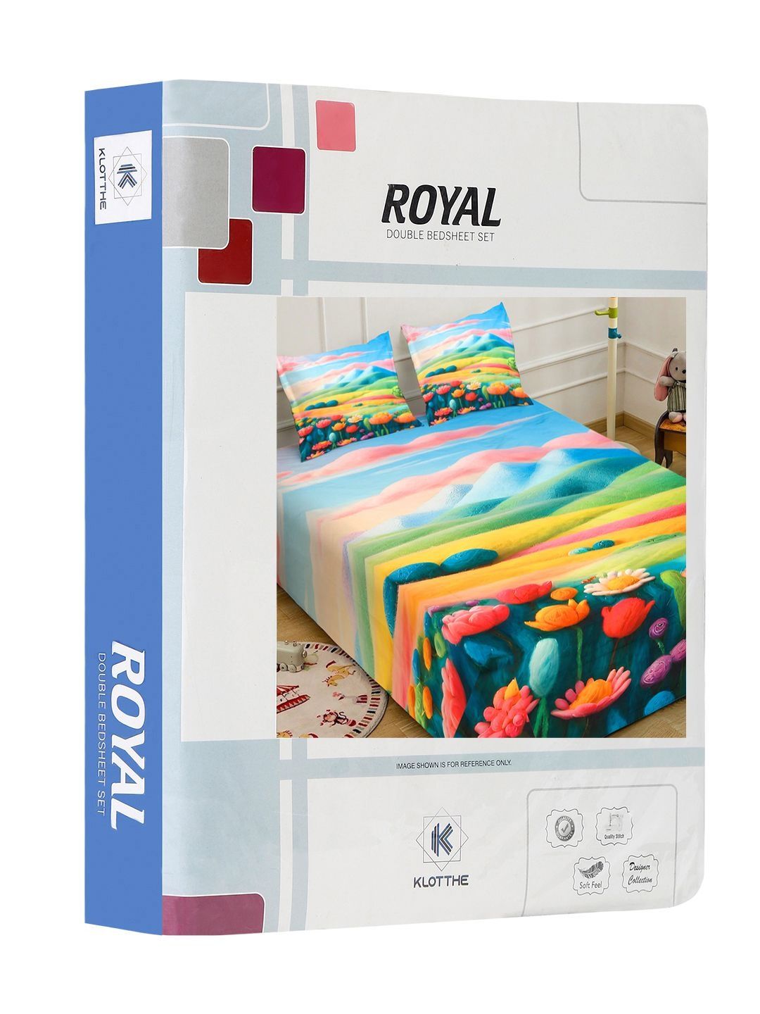 Klotthe Floral Printed 400 TC King Saiz Cadar 7D & 2 Sarung Bantal-2.50 m x 2.25 m