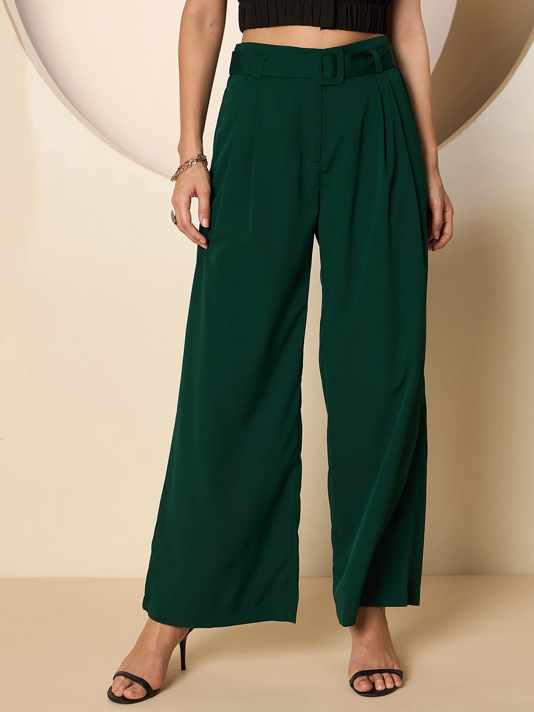 Antheaa Women Smart High-Rise Pleated comfort Trousers