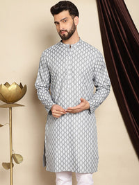 Anouk Ethnic Motifs Printed Cotton Linen Straight Kurta