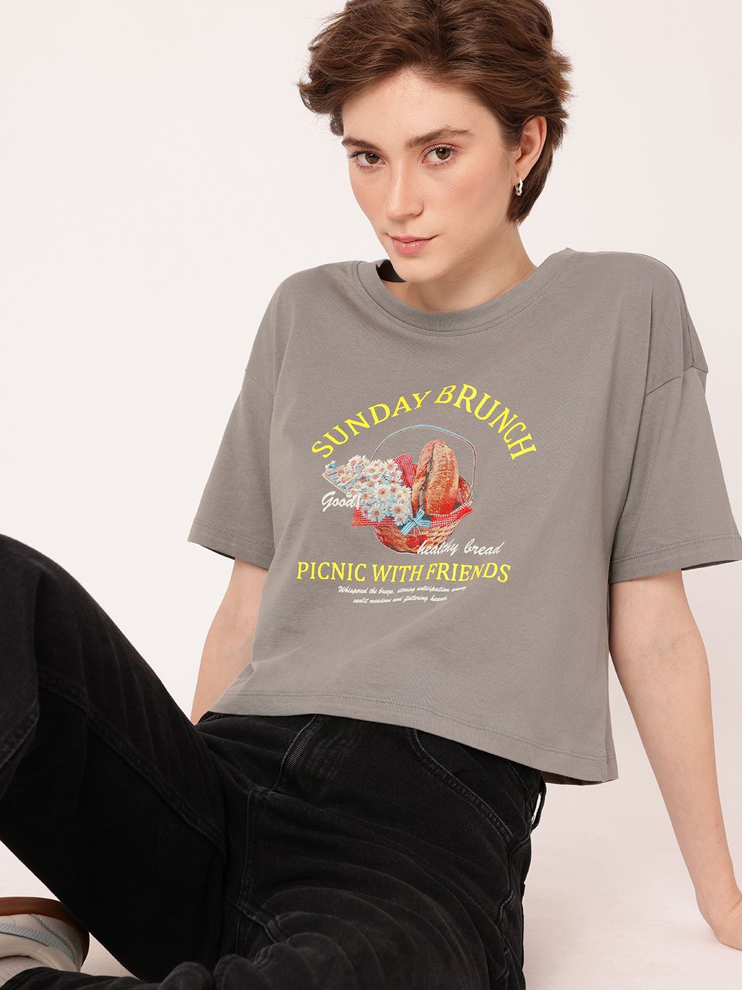 DressBerry Urban Chic Printed Boxy Fit T-shirt