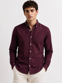 ADRO Men Maroon Striped Regular Fit Casual Cotton Shirt