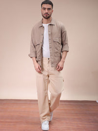 The Indian Garage Co Men Regular Fit Solid Double Flap Pocket Resortwear Overshirt