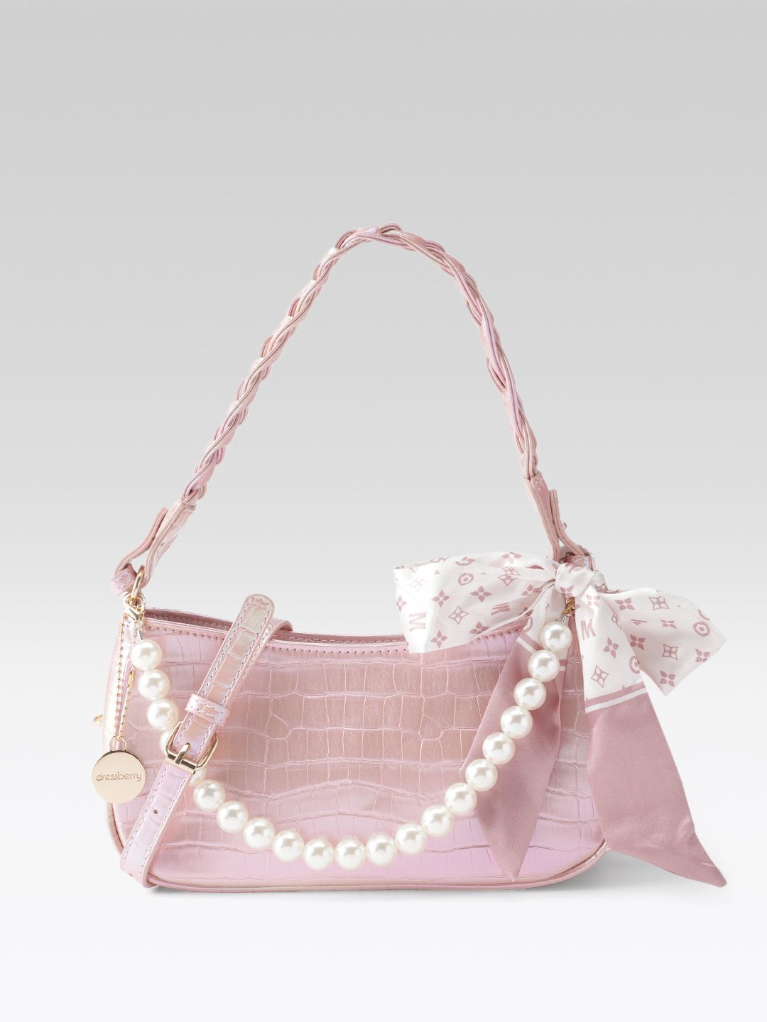 DressBerry Croc Textured Structured Shoulder Bag