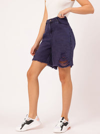 DressBerry Women Ripped Right Frayed Denim Shorts