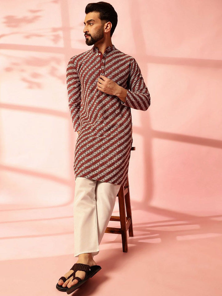 Anouk Men Embroidered Regular Sequinned Pure Cotton Kurta with Pyjamas