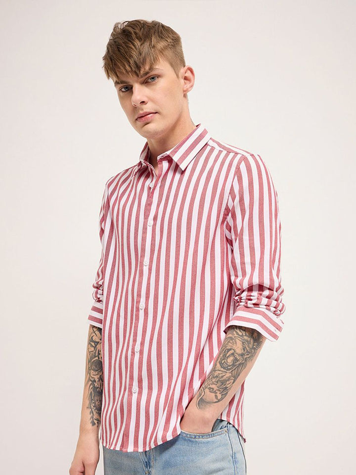 THE BEAR HOUSE Men Slim Fit Striped Casual Shirt