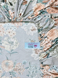 Myntra Elegant Homes Grey & Floral 300 TC King Bedsheet with 2 Pillow Covers