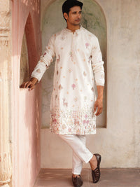 Jompers Men Ethnic Motifs Embroidered Regular Chikankari Kurta with Pyjamas