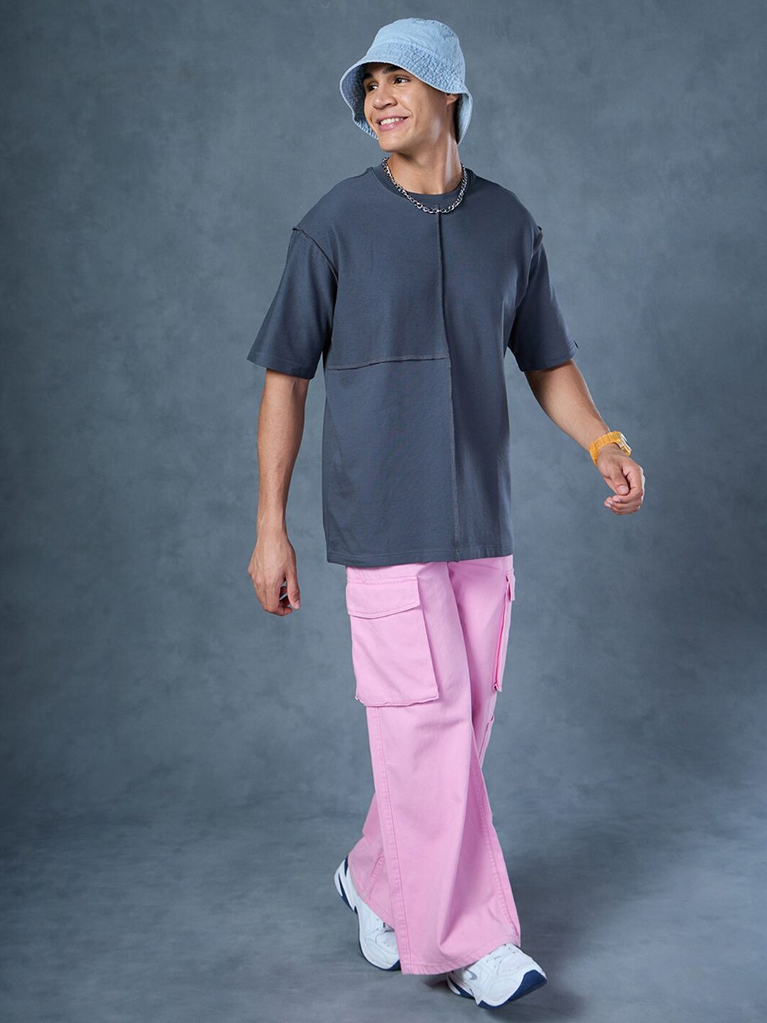 Bewakoof Drop-Shoulder Sleeves Oversized Cotton T-shirt