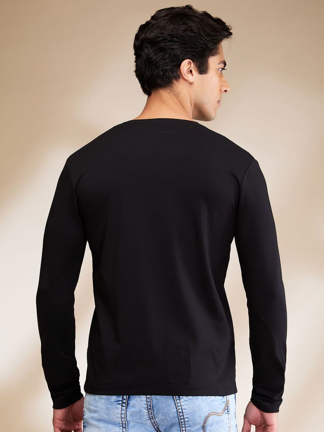 Being Human Men Solid V-Neck Cotton Slim Fit T-shirt