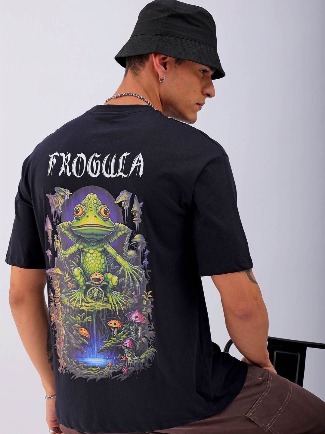 The Indian Garage Co Men Printed Raw Edge Boxy T-shirt