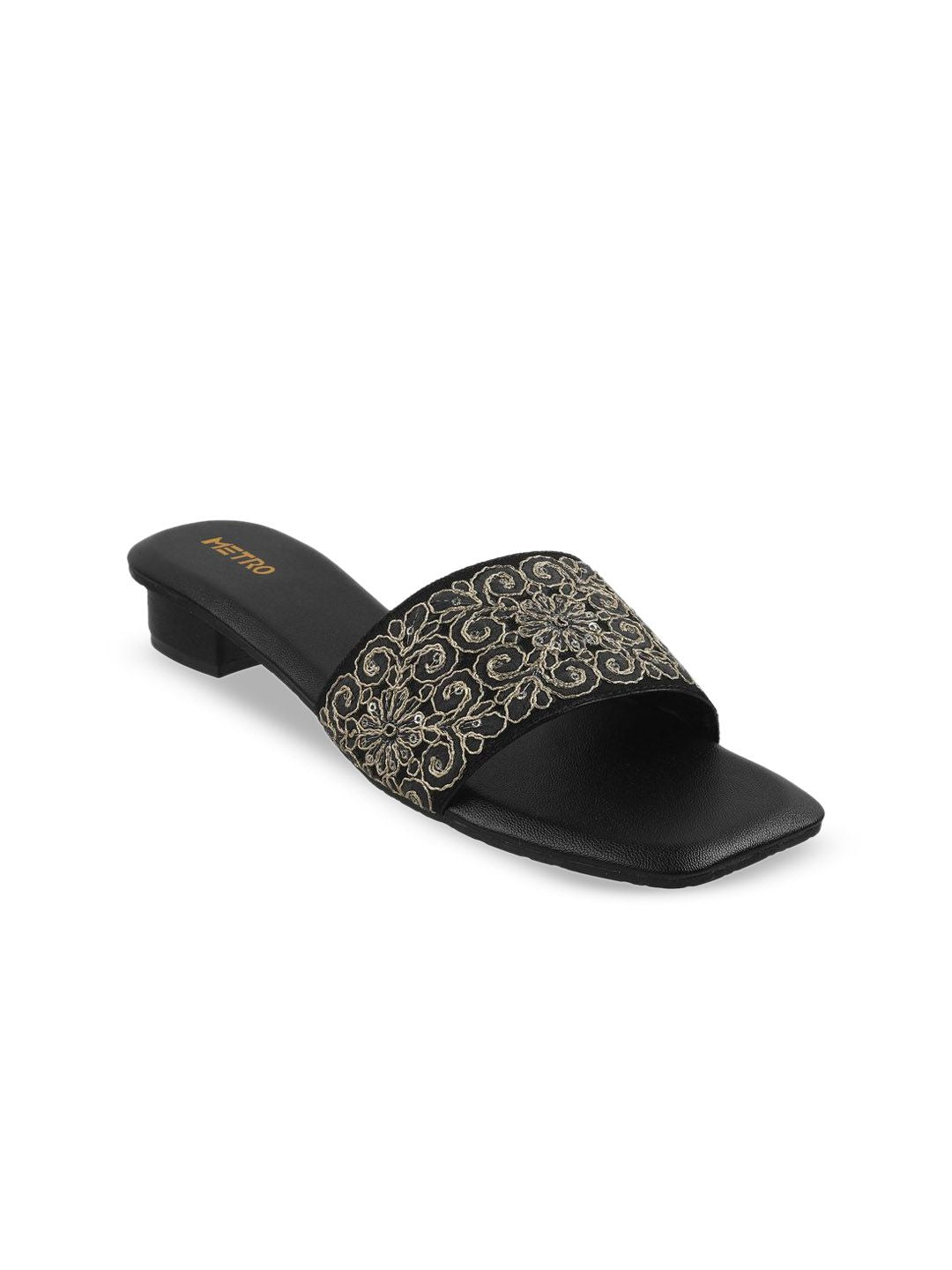 Metro Woven Design Block Heel Sandals
