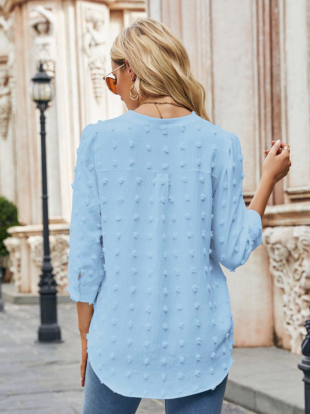 all about you Mandarin Collar Bell Sleeve Top