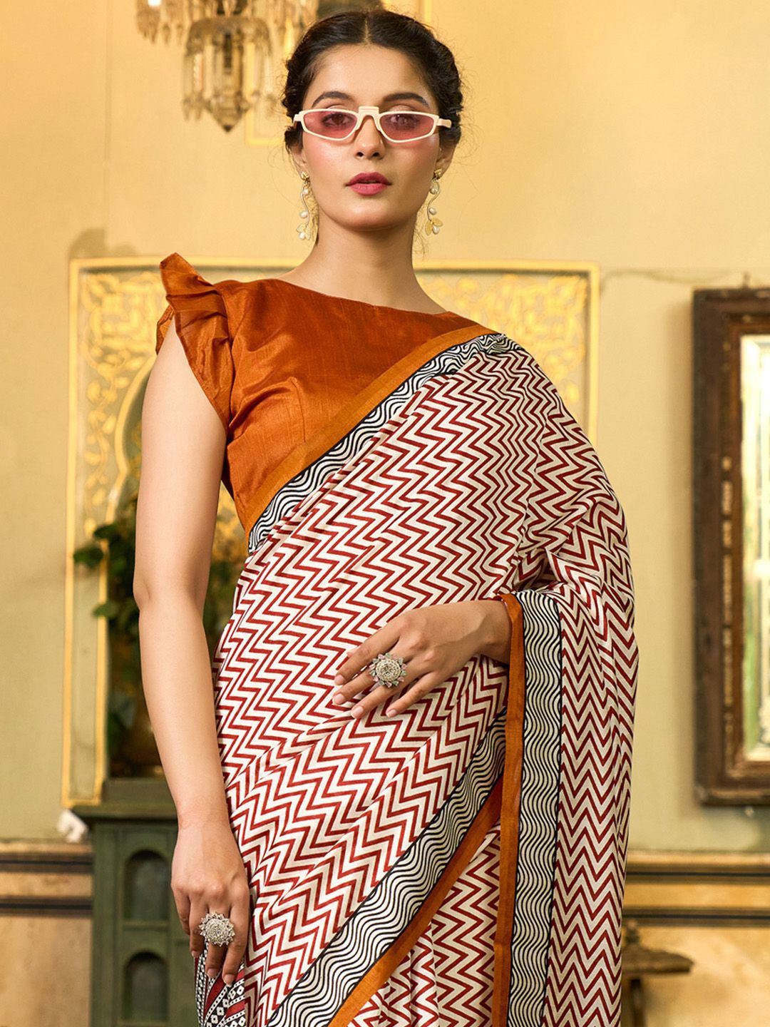 Saree mall Art Silk Block Print Sarees