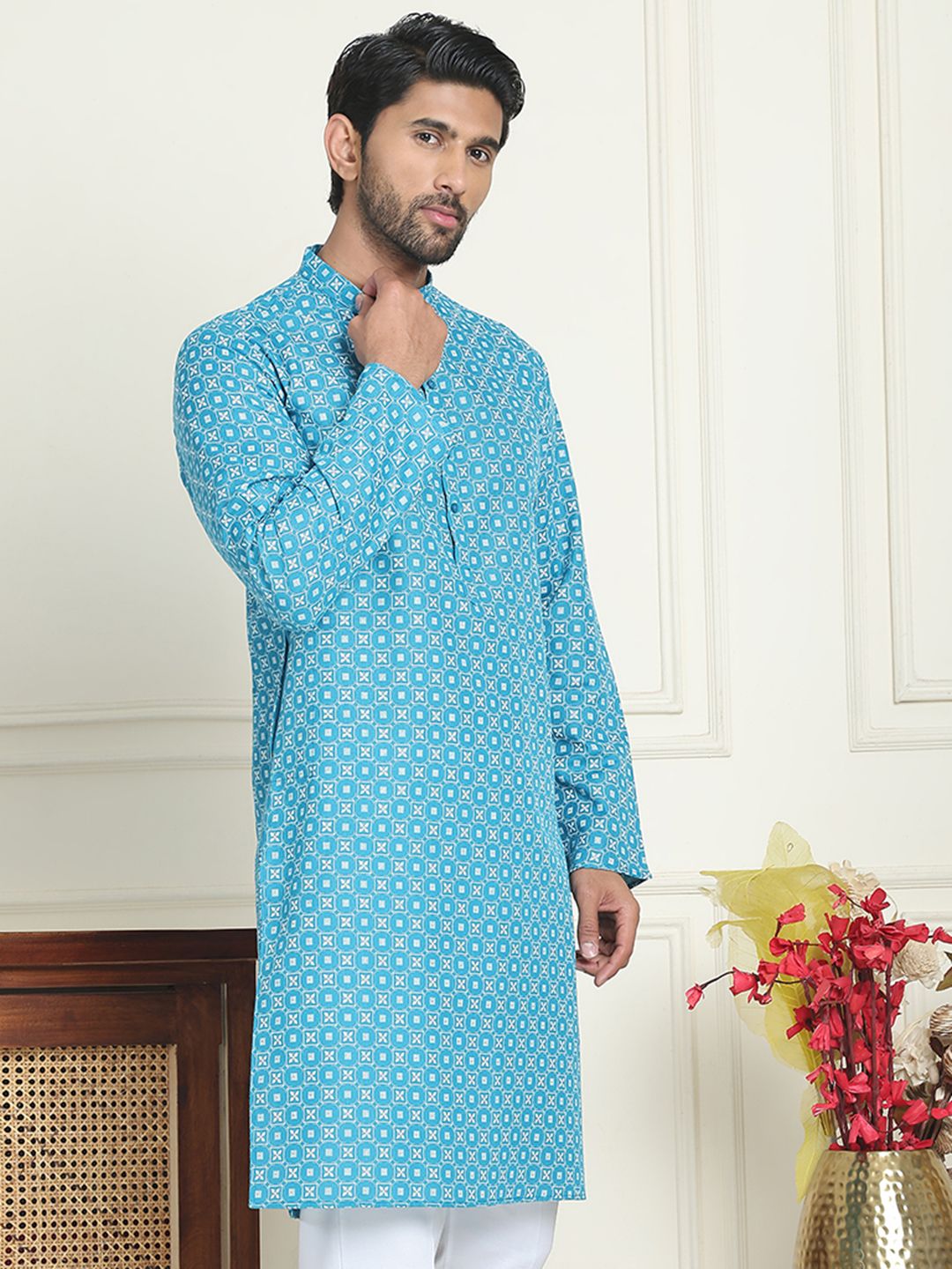 Jompers Men Geometric Printed Kurta