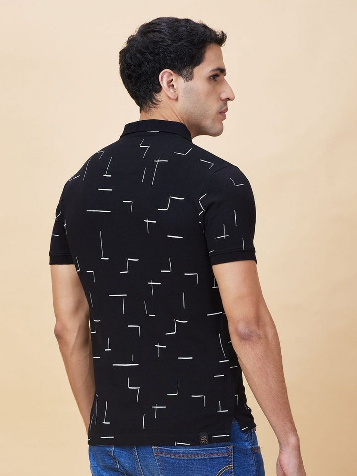Being Human Men Geometric Printed Polo Collar Cotton T-shirt