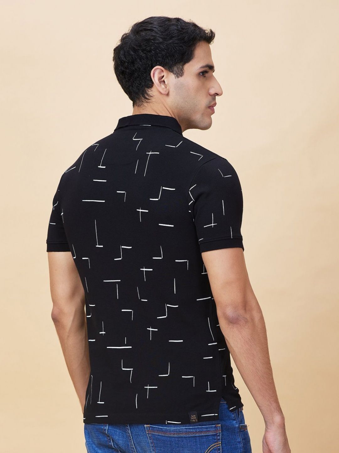 Being Human Men Geometric Printed Polo Collar Cotton T-shirt