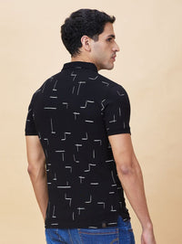 Being Human Men Geometric Printed Polo Collar Cotton T-shirt