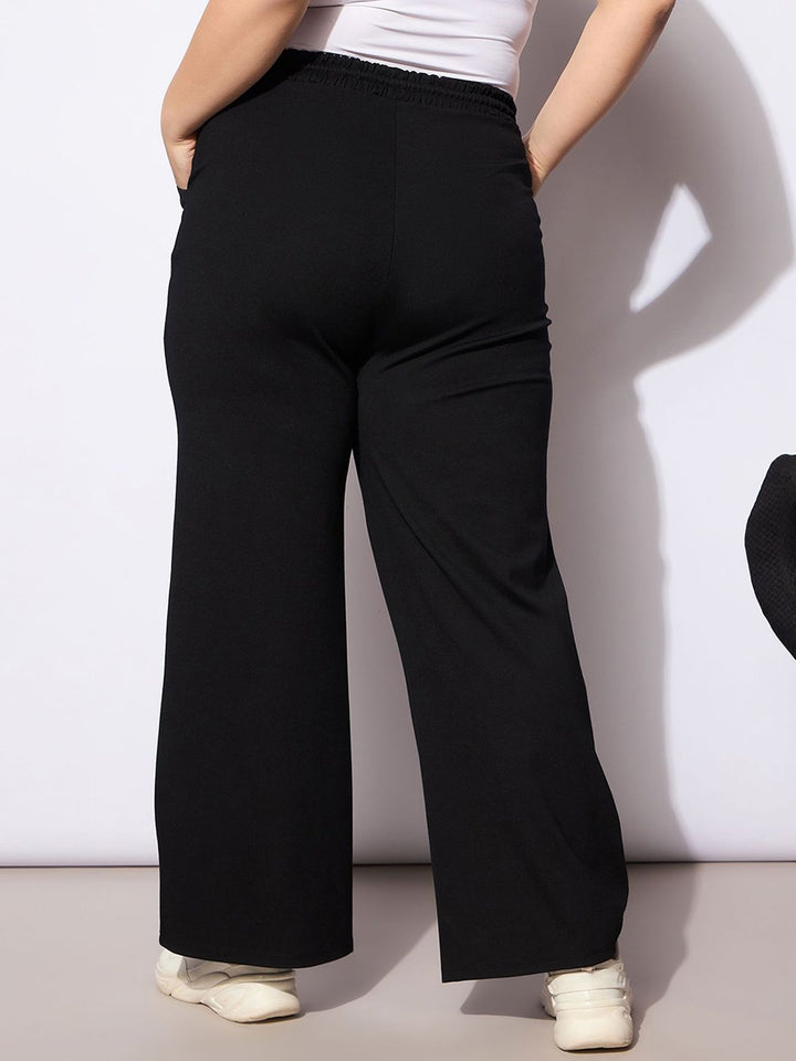 SASSAFRAS Curve Women Plus Size Mid-Rise Straight Fit Trousers