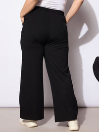 SASSAFRAS Curve Women Plus Size Mid-Rise Straight Fit Trousers