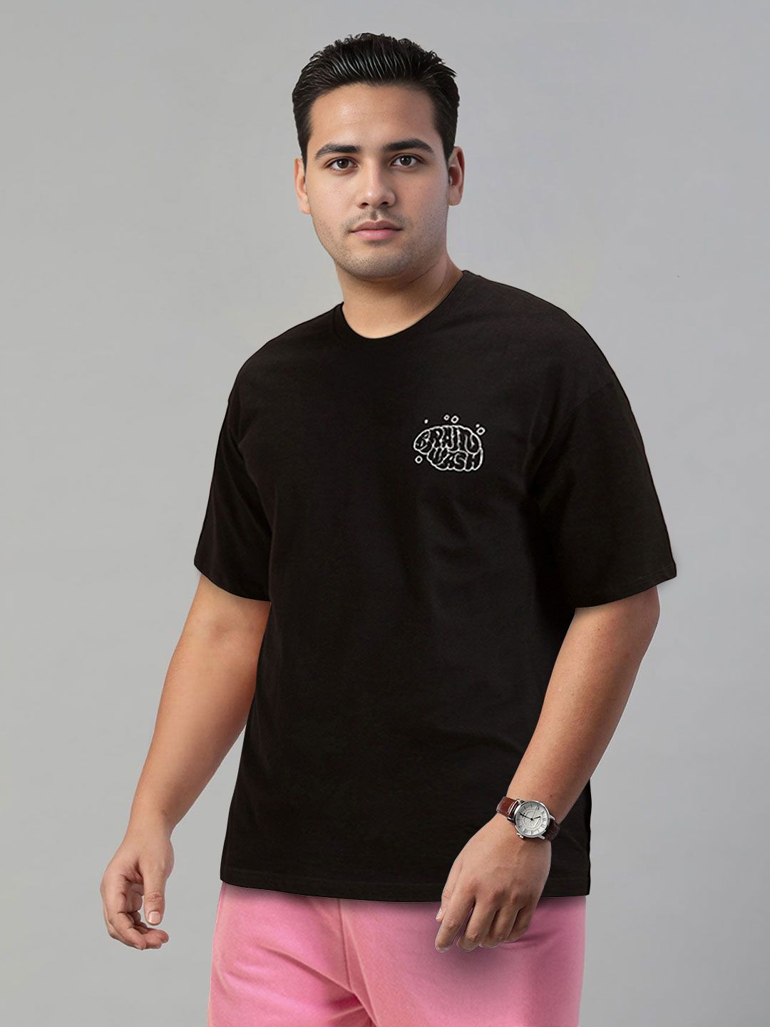 Bewakoof Black Graphic Printed Oversized Cotton T-Shirt