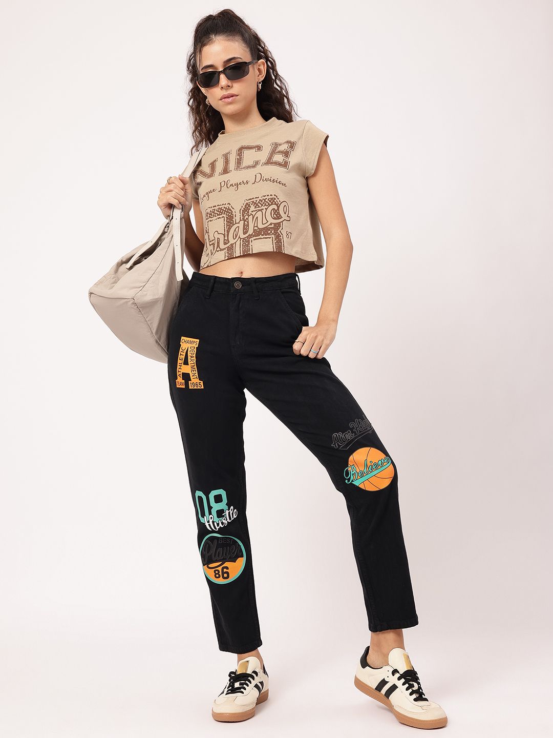 DressBerry Women Sporty Spice Printed Straight Fit Jeans