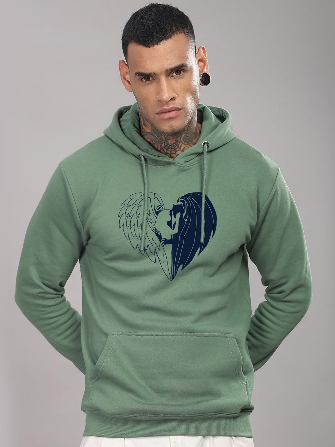 ADRO Men Printed Hooded Sweatshirt