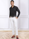 KLOTTHE Men White Slim Fit Mid-Rise Cotton Formal Gurkha Pants