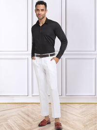 KLOTTHE Men White Slim Fit Mid-Rise Cotton Formal Gurkha Pants
