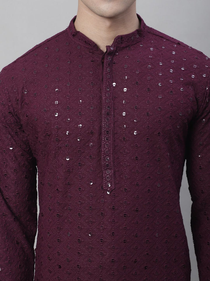 SOJANYA Geometric Embroidered Regular Pure Cotton Kurta With Churidar