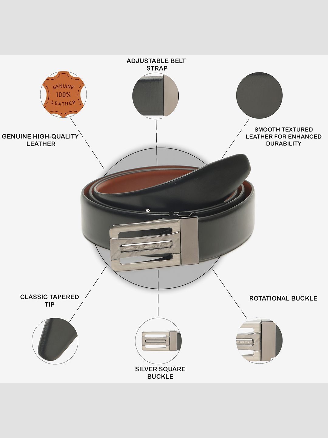 Teakwood Leathers Men Leather Reversible Formal Belt