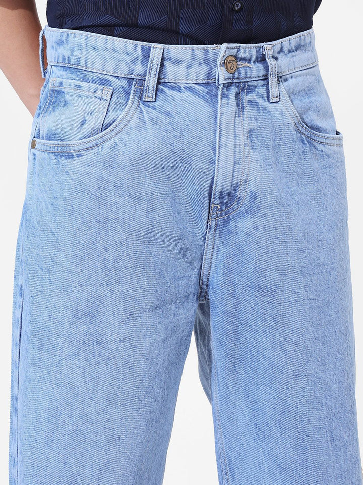 The Indian Garage Co Men Cotton Relaxed Fit Mid-Rise Light Fade Jeans