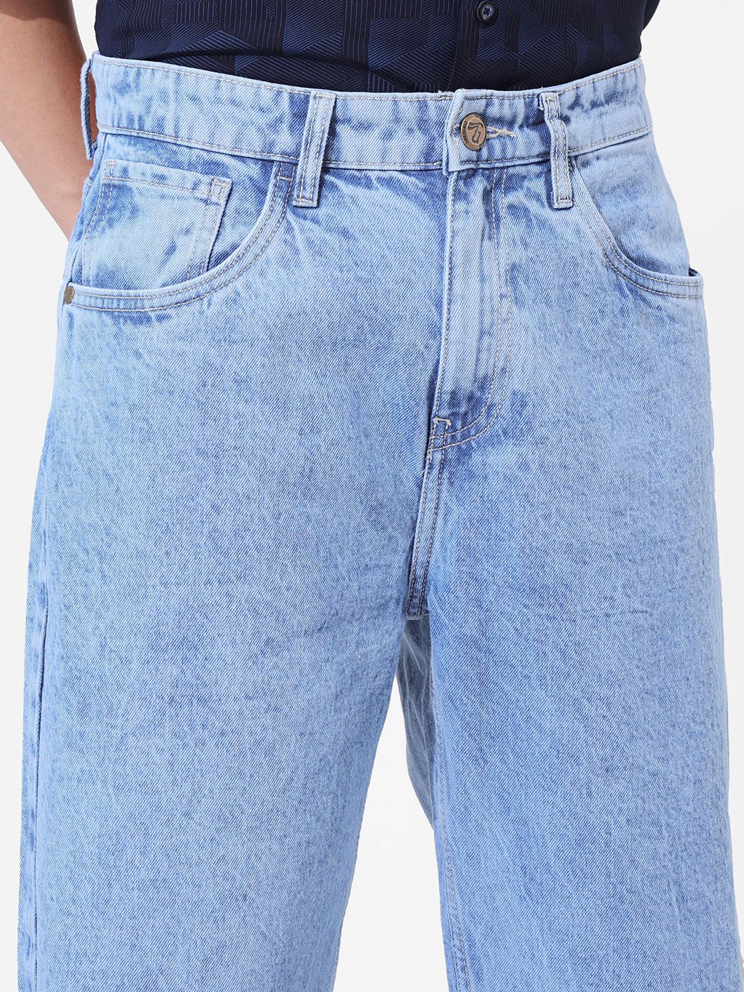 The Indian Garage Co Men Cotton Relaxed Fit Mid-Rise Light Fade Jeans
